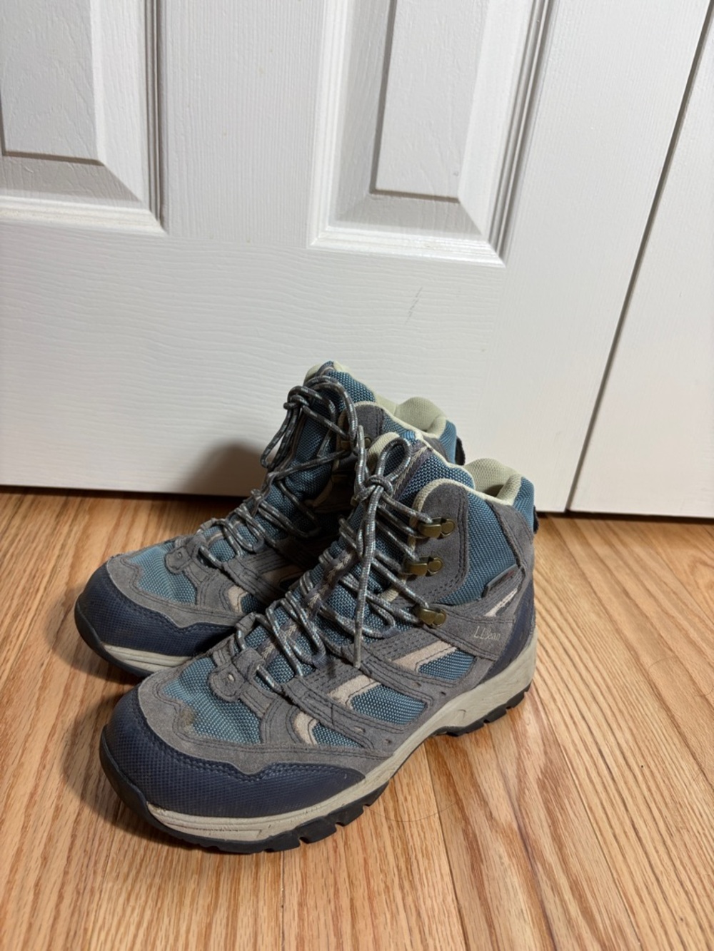 L. L. Bean Gray and Blue Hiking Boots